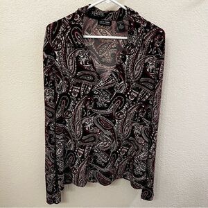 New York & Company Long Sleeve V-Neck Top (Size XL)